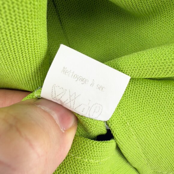 SANDRO Made in France Lace-Up Collared Long Sleeve Lime Green Top Blouse US 6 - Picture 7 of 9